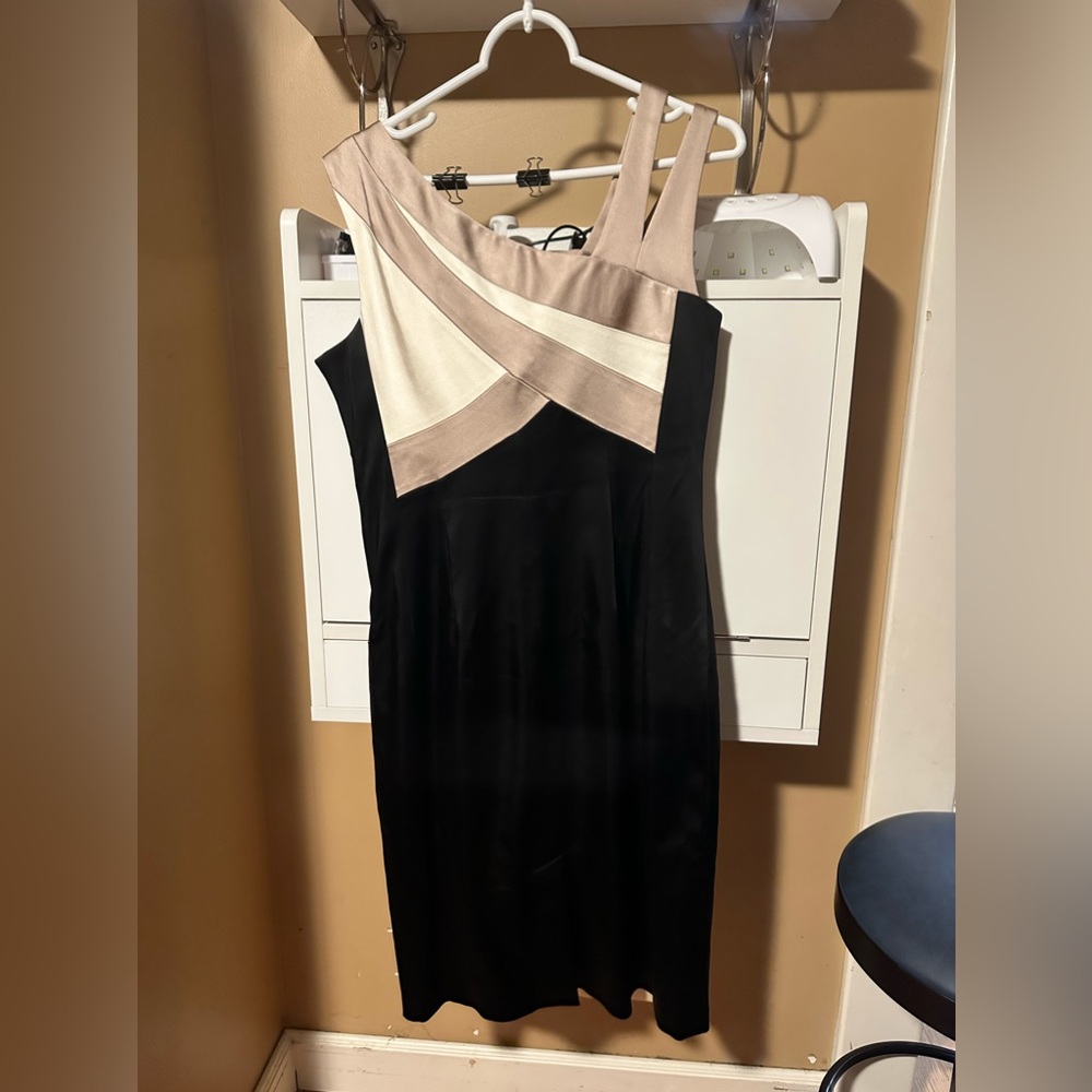 Jax Color Block Split Shoulder Midi Sheath Formal… - image 2